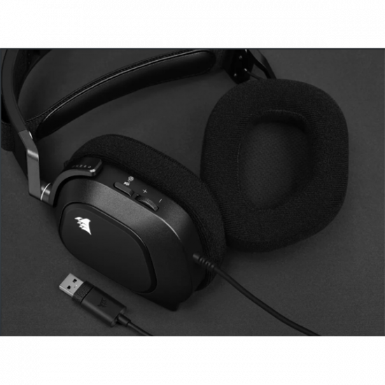 CORSAIR Vezetékes Headset, HS80 RGB USB Gaming, 7.1 Hangzás, RGB, fekete