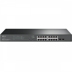 TP-LINK Switch 16x1000Mbps(16xPOE+) + 2xGigabit SFP, Menedzselhető, SG2218P