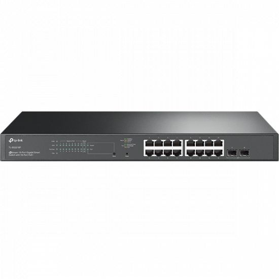 TP-LINK Switch 16x1000Mbps(16xPOE+) + 2xGigabit SFP, Menedzselhető, SG2218P