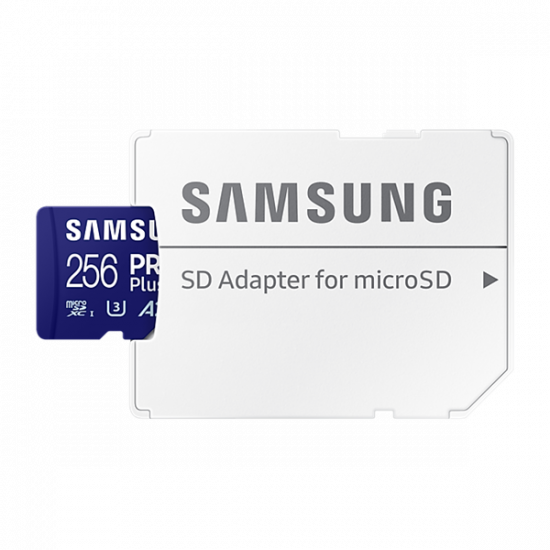 SAMSUNG Memóriakártya, PRO Plus microSDXC kártya 256GB, CLASS 10, UHS-I, U3, V30, A2, + Adapter, R180/W130