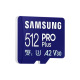 SAMSUNG Memóriakártya, PRO Plus microSDXC kártya 512GB, CLASS 10, UHS-I, U3, V30, A2, + Adapter, R180/W130