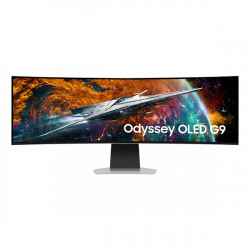 SAMSUNG Ívelt Gaming 240Hz OLED monitor 49" G95SC, 5120x1440, 32:9, 250cd/m2, 0.03ms, HDMI/DP/USB/WiFi/BT, hangszóró