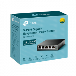 TP-LINK Switch 5x1000Mbps(4xPOE+), Easy Smart, TL-SG105MPE