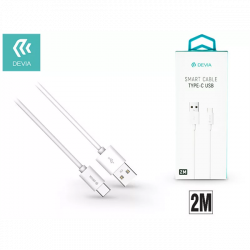 DEVIA USB - USB TYPE-C ADAT- ÉS TÖLTŐKÁBEL 2 M-ES VEZETÉKKEL - SMART USB TYPE-C 2.0 CABLE - WHITE