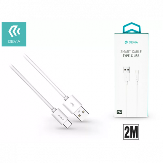 DEVIA USB - USB TYPE-C ADAT- ÉS TÖLTŐKÁBEL 2 M-ES VEZETÉKKEL - SMART USB TYPE-C 2.0 CABLE - WHITE