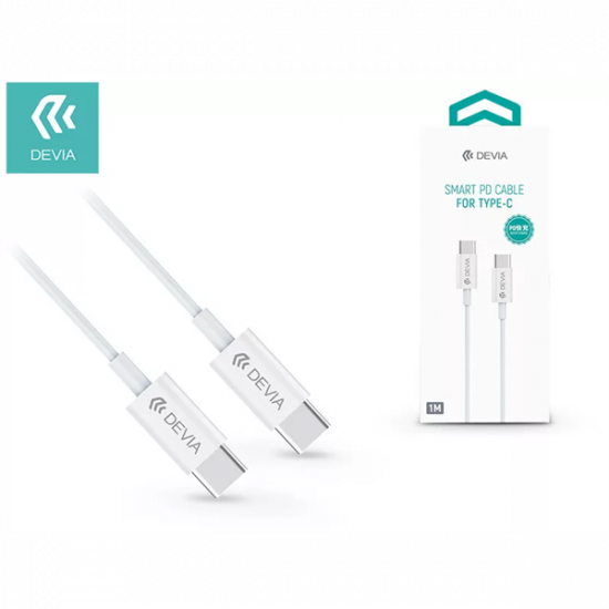 DEVIA USB TYPE-C - USB TYPE-C ADAT- ÉS TÖLTŐKÁBEL 1 M-ES VEZETÉKKEL - SMART PD CABLE FOR TYPE-C - 3A - WHITE