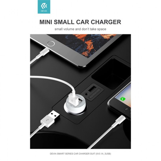 DEVIA SMART DUAL USB SZIVARGYÚJTÓS TÖLTŐ ADAPTER - SMART SERIES CAR CHARGER - 5V/3,1A - WHITE