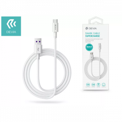DEVIA USB - USB TYPE-C TÖLTŐ- ÉS ADATKÁBEL 1,5 M-ES VEZETÉKKEL - SHARK SUPERCHARGE USB TYPE-C - 5A - WHITE