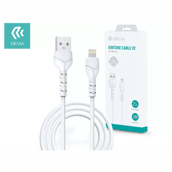 DEVIA USB - LIGHTNING ADAT- ÉS TÖLTŐKÁBEL 1 M-ES VEZETÉKKEL - KINTONE CABLE V2 SERIES FOR LIGHTNING - 5V/2.1A - WHITE