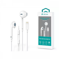 DEVIA UNIVERZÁLIS SZTEREÓ FELVEVŐS FÜLHALLGATÓ - LIGHTNING - STAR SERIES EARBUDS LIGHTNING EARPHONE - FEHÉR