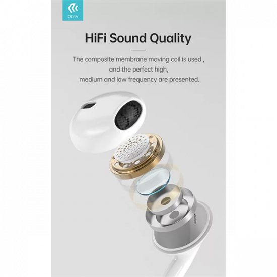 DEVIA UNIVERZÁLIS SZTEREÓ FELVEVŐS FÜLHALLGATÓ - LIGHTNING - STAR SERIES EARBUDS LIGHTNING EARPHONE - FEHÉR