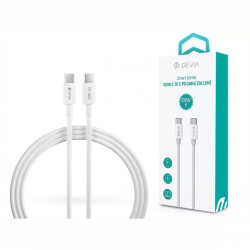 DEVIA USB TYPE-C - USB TYPE-C ADAT- ÉS TÖLTŐKÁBEL 1,5 M-ES VEZETÉKKEL - SMART SERIES 100W C TO C PD CABLE - 100W - FEHÉR