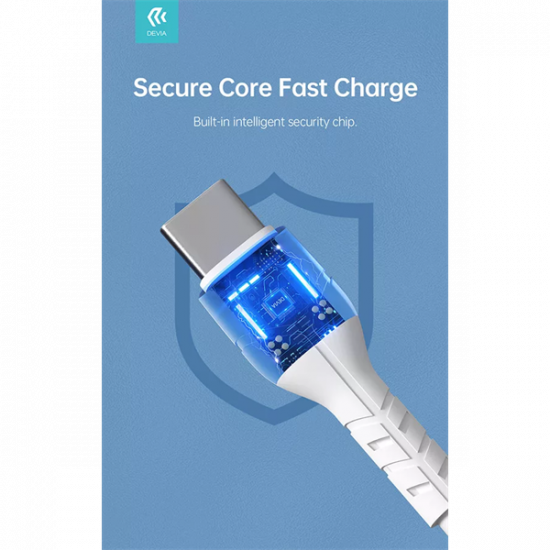 DEVIA USB TYPE-C - USB TYPE-C ADAT- ÉS TÖLTŐKÁBEL 1 M-ES VEZETÉKKEL - KINTONE SERIES TYPE-C TO TYPE-C CABLE - 60W, WHITE