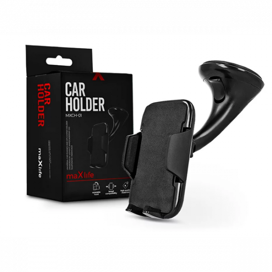 MAXLIFE UNIVERZÁLIS MŰSZERFALRA/SZÉLVÉDŐRE HELYEZHETŐ PDA/GSM AUTÓS TARTÓ - MAXLIFE MXCH-01 CAR HOLDER - FEKETE