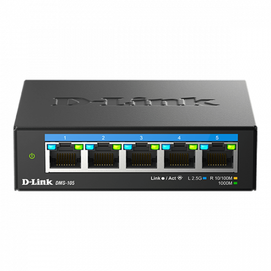 D-LINK Switch 5x2.5Gbps Multi-Gigabit Fémházas Asztali, DMS-105/E