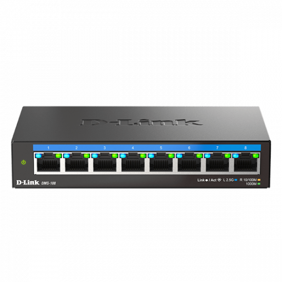 D-LINK Switch 8x2.5Gbps Multi-Gigabit Fémházas Asztali, DMS-108/E