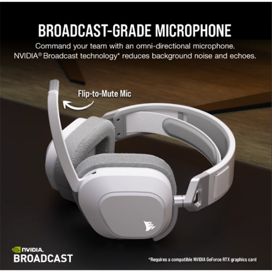 CORSAIR Vezeték Nélküli Headset, HS80 MAX RGB WIRELESS Gaming, Dolby Atmos hangzás, fehér