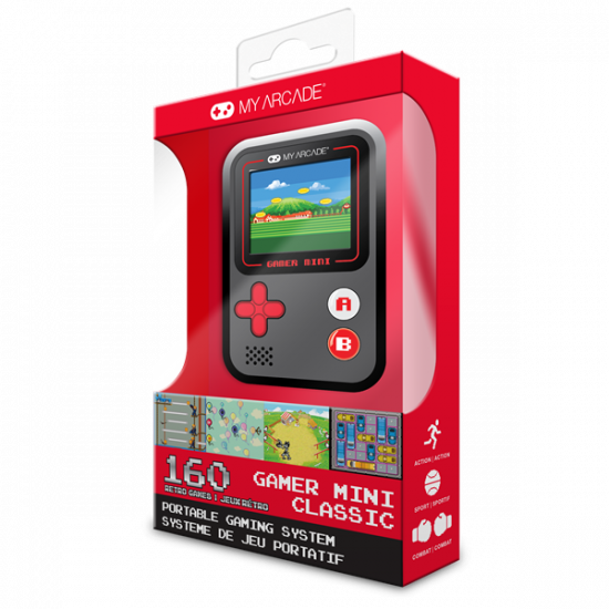 MY ARCADE Játékkonzol Gamer Mini Classic 160in1 Fekete & Piros Hordozható, DGUN-3925