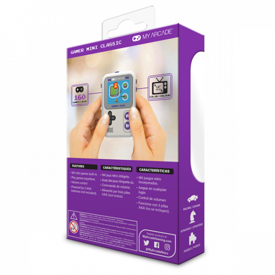 MY ARCADE Játékkonzol Gamer Mini Classic 160in1 Szürke & Lila Hordozható, DGUN-3924