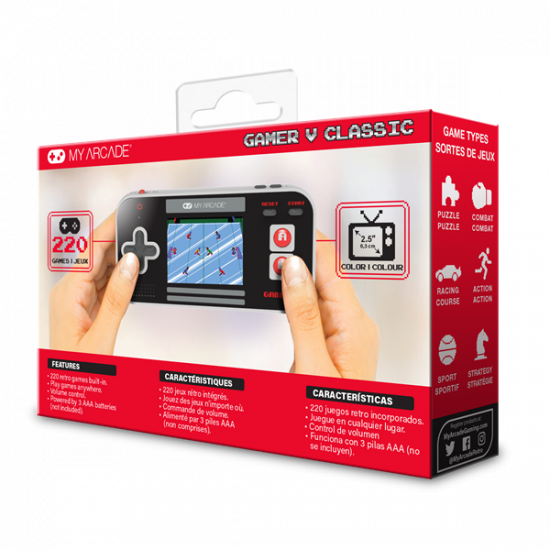 MY ARCADE Játékkonzol Gamer V Classic 220in1 Fekete & Piros Hordozható, DGUN-3911
