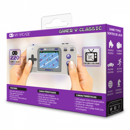 MY ARCADE Játékkonzol Gamer V Classic 220in1 Szürke  & Lila Hordozható, DGUN-3920