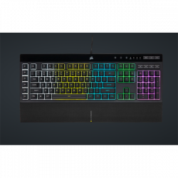 CORSAIR Vezetékes Billentyűzet Gaming, K55 RGB PRO, 6 programozható billentyű, Cseppálló, Csuklótámasz, US, fekete
