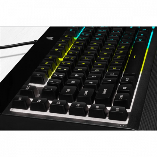 CORSAIR Vezetékes Billentyűzet Gaming, K55 RGB PRO, 6 programozható billentyű, Cseppálló, Csuklótámasz, US, fekete