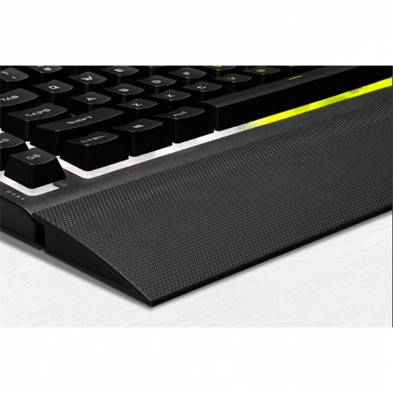 CORSAIR Vezetékes Billentyűzet Gaming, K55 RGB PRO, 6 programozható billentyű, Cseppálló, Csuklótámasz, US, fekete