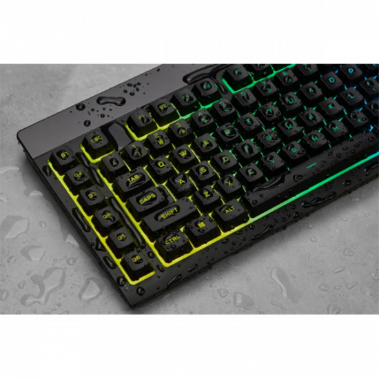 CORSAIR Vezetékes Billentyűzet Gaming, K55 RGB PRO, 6 programozható billentyű, Cseppálló, Csuklótámasz, US, fekete