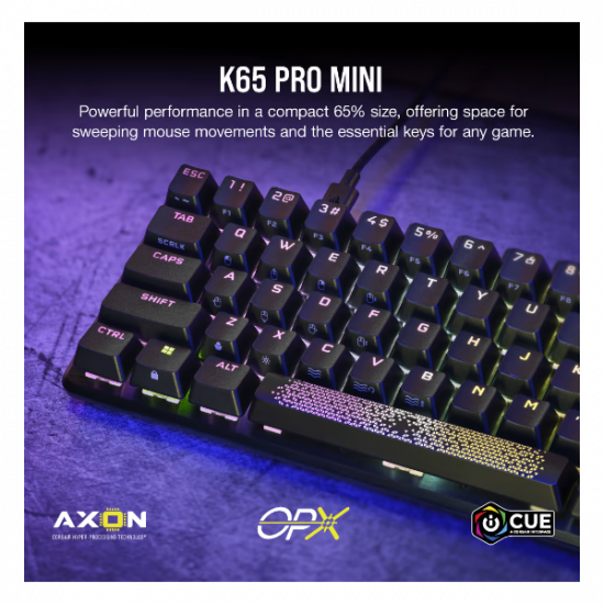 CORSAIR Vezetékes Billentyűzet Gaming, K65 PRO MINI RGB 65%, Optical-Mechanical, US, szürke
