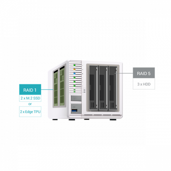 QNAP NAS 3 fiókos 4x2,9 GHz, 8GB RAM, 1x2500Mbps, 1xHDMI, 2xM.2 2280 slot, 1xUSB3.2Gen2 - TS-364-8G