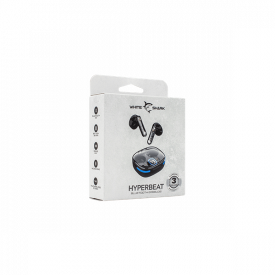 WHITE SHARK HYPERBEAT-B, GEB-TWS37B bluetooth In-ear fülhallgató mikrofonnal, fekete