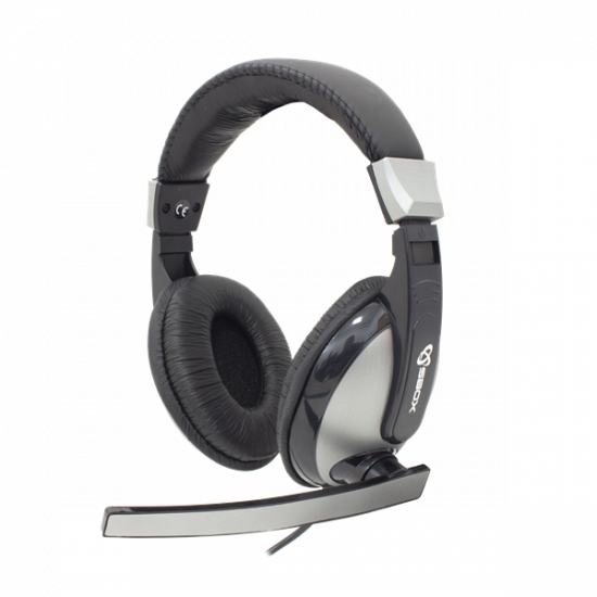 SBOX Fejhallgató, HEADSET + MICROPHONE, Black/Silver