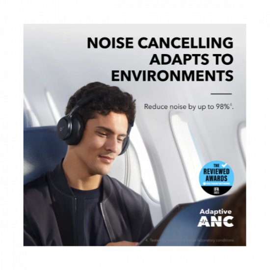 ANKER Vezeték Nélküli Fejhallgató, Soundcore Space One, Aktív Zajszűrő, fekete - A3035G11