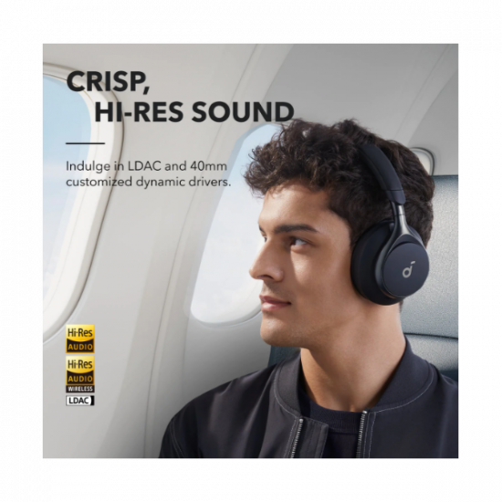 ANKER Vezeték Nélküli Fejhallgató, Soundcore Space One, Aktív Zajszűrő, fekete - A3035G11