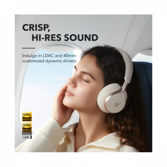 ANKER Vezeték Nélküli Fejhallgató, Soundcore Space One, Aktív Zajszűrő, latte cream - A3035G21