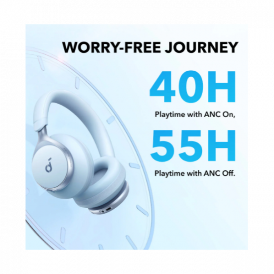 ANKER Vezeték Nélküli Fejhallgató, Soundcore Space One, Aktív Zajszűrő, kék - A3035G31