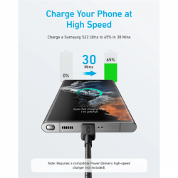 ANKER Töltőkábel, 322, USB-C - USB-C, 1,8 méteres, fekete - A81F6G11