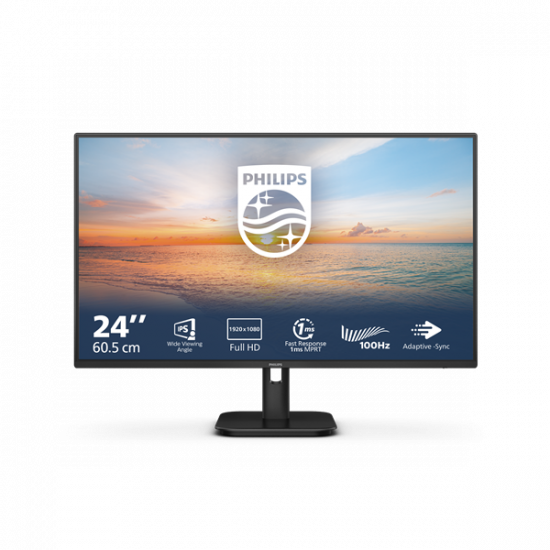 PHILIPS IPS monitor 23.8" 24E1N1100A, 1920x1080, 16:9, 250cd/m2, 4ms, VGA/HDMI, hangszóró, 100Hz