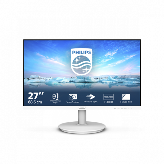 PHILIPS IPS monitor 27" 271V8AW, 1920x1080, 16:9, 250cd/m2, 4ms, HDMI/VGA, hangszóró, fehér