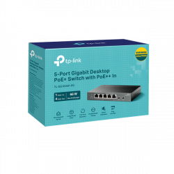 TP-LINK Switch 5x1000Mbps(1xPOE++/4xPOE+) Fémházas, TL-SG1005P-PD