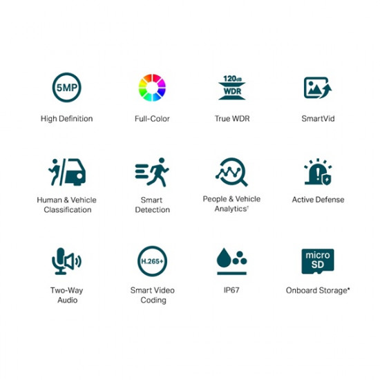 TP-LINK IP Kamera kültéri színes éjjellátó 5 Megapixel, 6mm Objektív, VIGI C350(6MM)