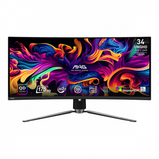MSI Monitor GAMING MAG 341CQP QD-OLED Ívelt 34" UWQHD 3440x1440, 1800R, 0,03ms, 175Hz, 2x HDMI, DP, USB-C, Black
