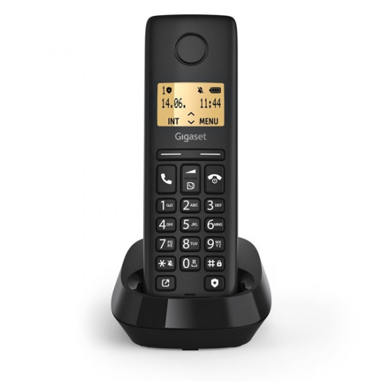 GIGASET DECT telefon, PURE 100, fekete