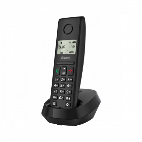 GIGASET DECT telefon, PURE 200, fekete