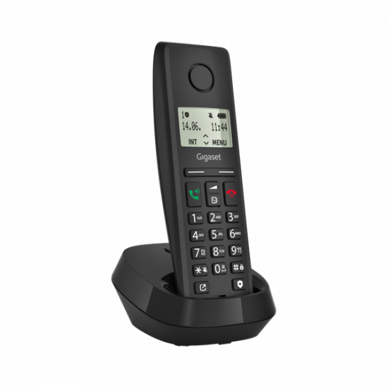 GIGASET DECT telefon, PURE 200, fekete