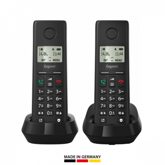 GIGASET DECT telefon, PURE 200 Duo, fekete