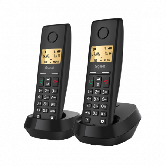 GIGASET DECT telefon, PURE 200 Duo, fekete