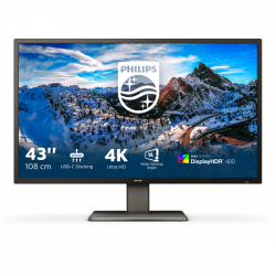 PHILIPS VA monitor 42.51" 439P1, 3840x2160, 16:9, 4ms, 400cd/m2, 3xHDMI/DisplayPort/USB-C/3xUSB/LAN/USB-C, hangszóró