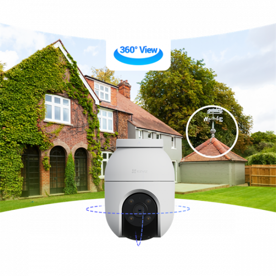 EZVIZ H8c kültéri 4G kamera 3MP 2K, színes éjszakai kép, 360°panoráma kép, ember/jármű érzékelés automata követés, 512GB